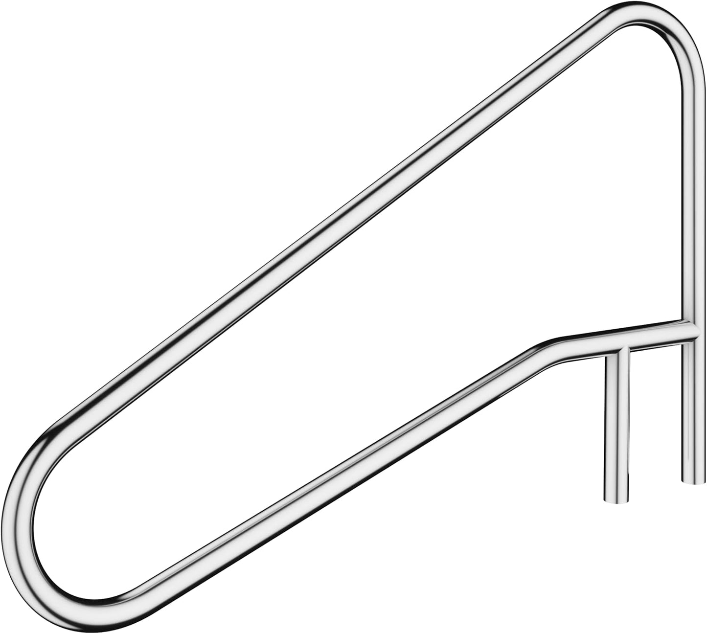 ECOTRIC Pool Handrail Swimming Pool Stair Rail 49-3/8"X35-3/8 304 Stainless Steel Deck Mounted Cross Brace 300Lbs Load Capacity