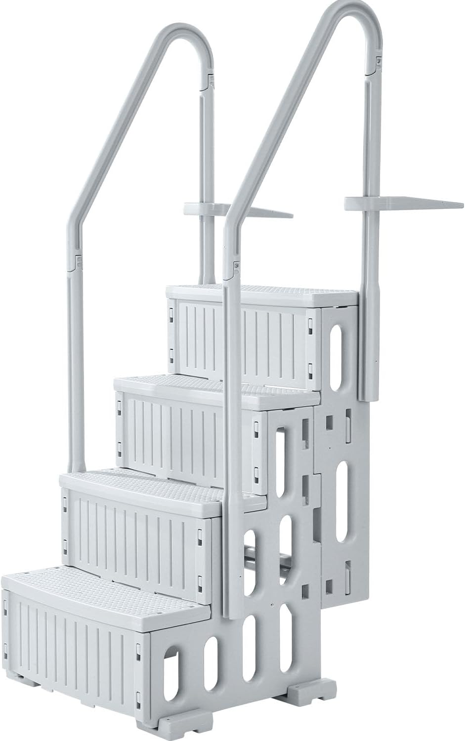 VEVOR Swimming Pool Ladder, 4-Step Double Handrails Stairs with Non-Slip Heavy Duty Steps, Reliable 400 lbs Max Load Capacity, for 48-54 in Inground & Above-Ground Pools of Any Decking Surface, Grey