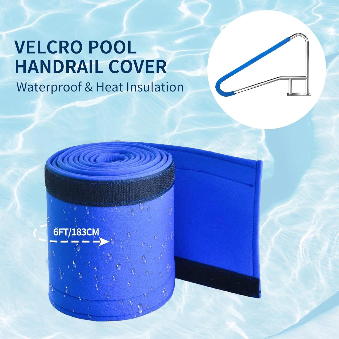 Pool Rail for inground Pools (39x32), 304SS Pool handrail with Nonslip Blue Cover.