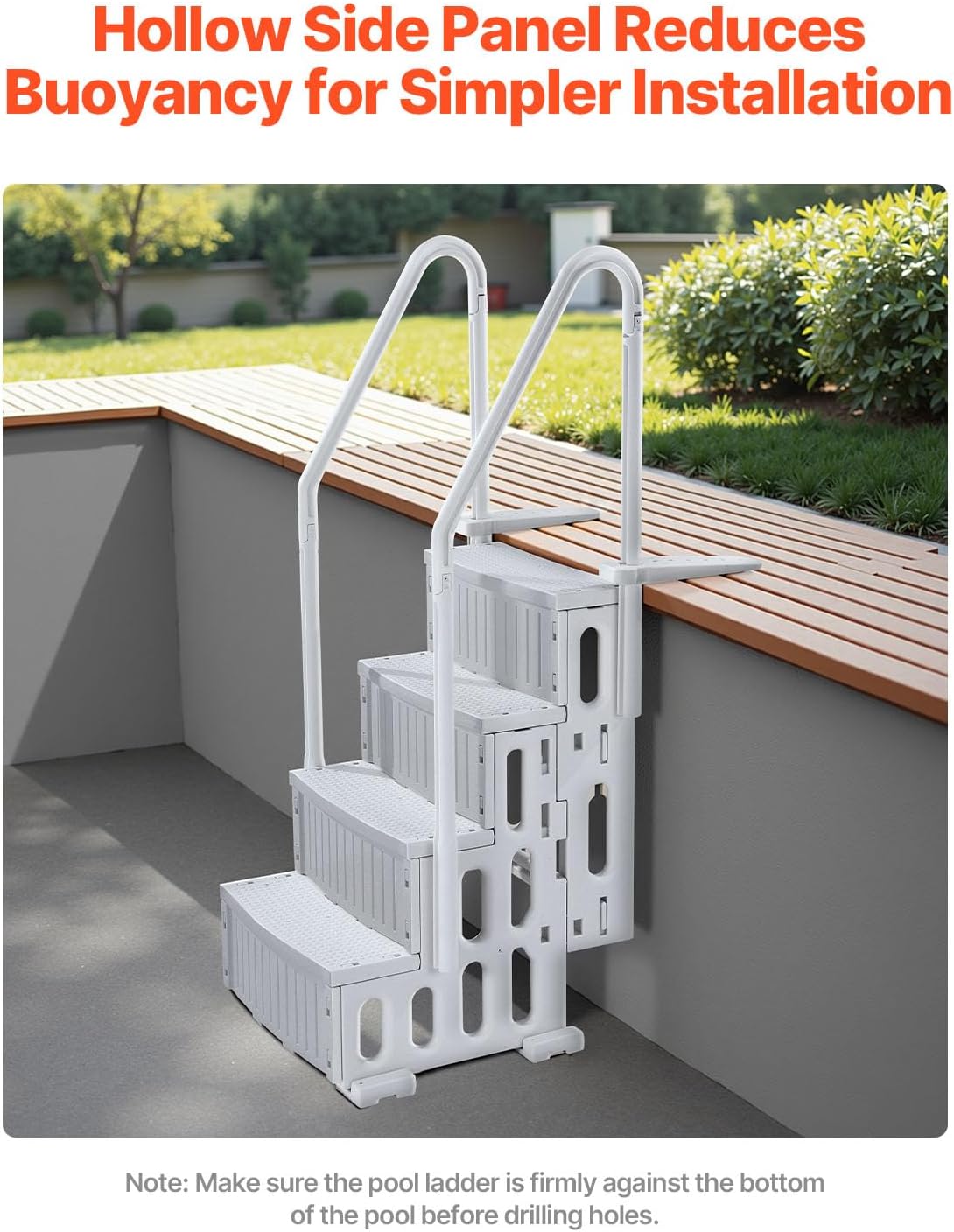 VEVOR Swimming Pool Ladder, 4-Step Double Handrails Stairs with Non-Slip Heavy Duty Steps, Reliable 400 lbs Max Load Capacity, for 48-54 in Inground & Above-Ground Pools of Any Decking Surface, Grey