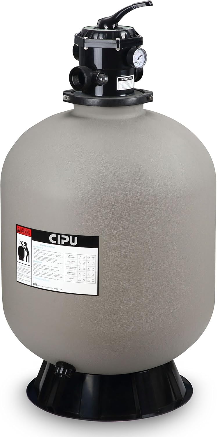 SWIMLINE HYDROTOOLS Complete Sand Filter System, 14" Tank - for Above-Ground & Inground Pools Up to 10,500 Gallons, Single Speed Pump, 0.45 THP, 2,400 GPH, 4-Way Multi-Port Valve, 60 lb Capacity