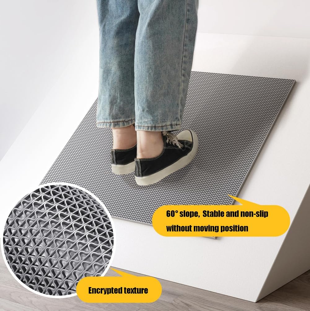 WLWLEO 3 x 20ft Poolside Non Slip Mat Walk Pool Mats for Floor Commercial Large PVC Flooring Mats with Drainage for Bathroom Garage Back Kitchen Pool Decorative Rugs,Black,0.9×6M/3×20ft