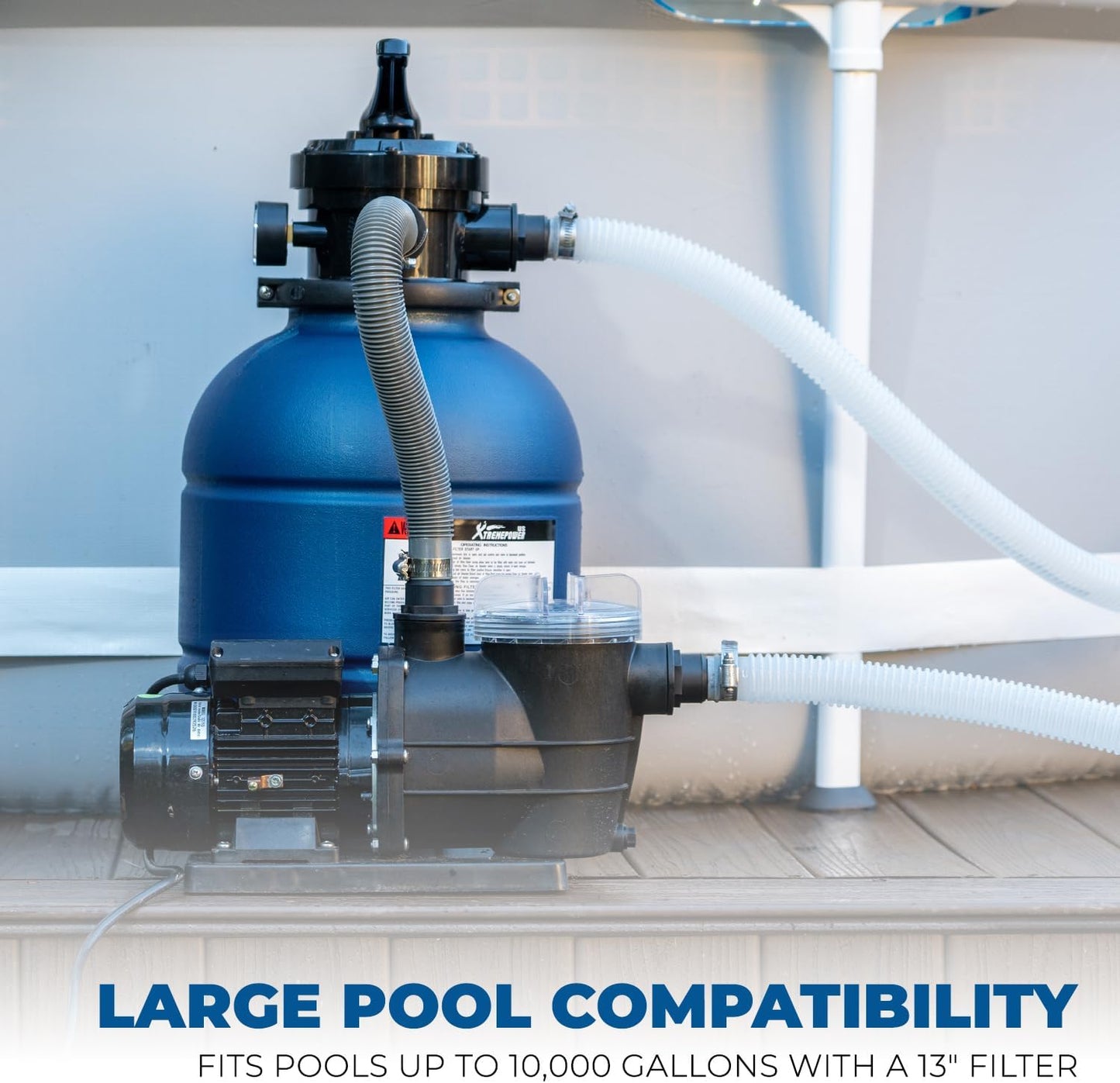 XtremepowerUS 13" Sand Filter 3/4HP Pool Pump 2,400 GPH for Above Ground Swimming Pool Set Multi-Port Valve Up To 10,000 Gallons, 1-1/4"NPT