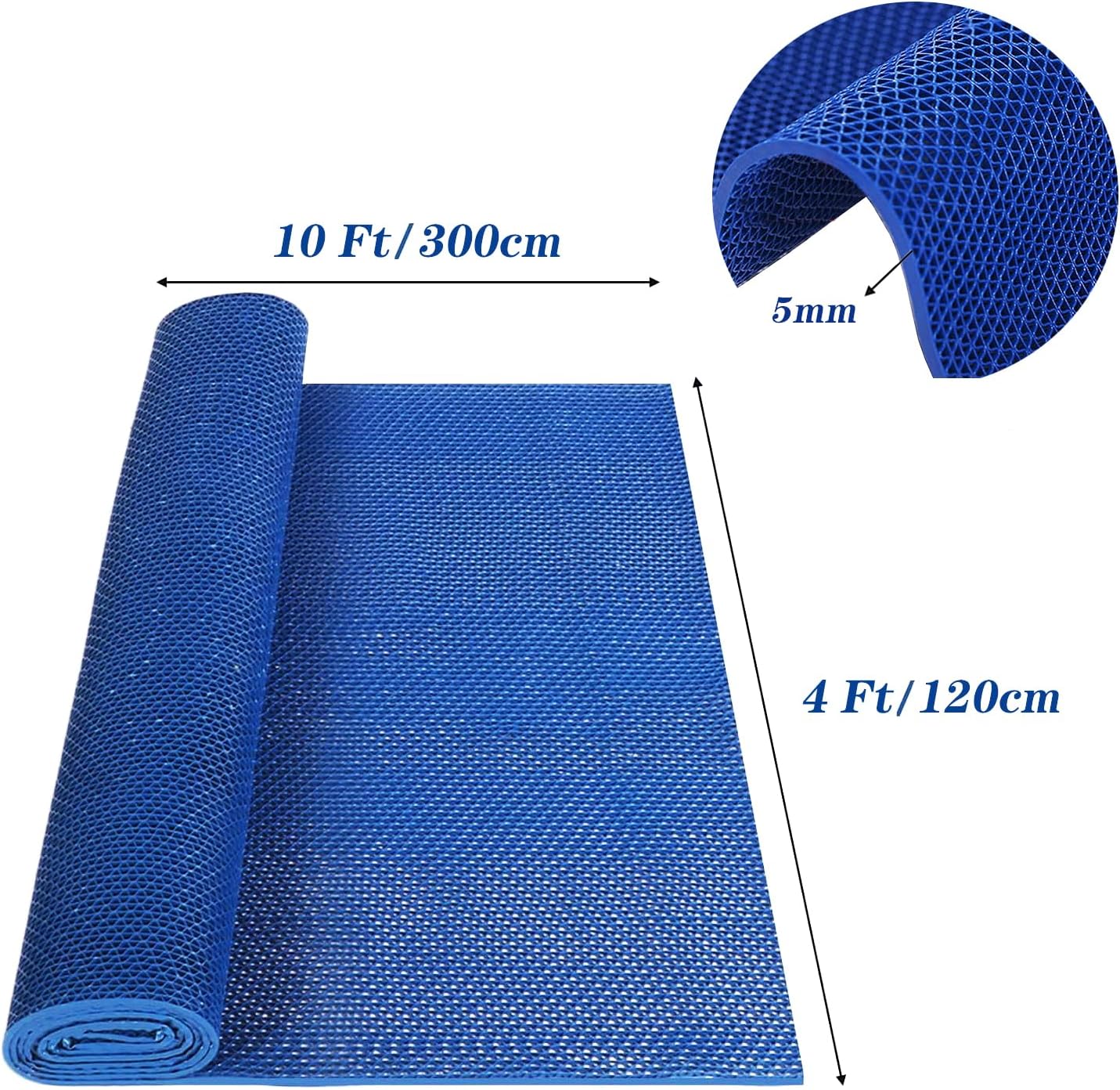 MYOYAY Non Slip Drainage Floor Mats 4x10 Ft, Commercial PVC Mesh Hollow Drainage Mat, Bathroom Flooring Mats, for Garage Restaurant Swimming Pool Bath Shower Wet Area (Blue)