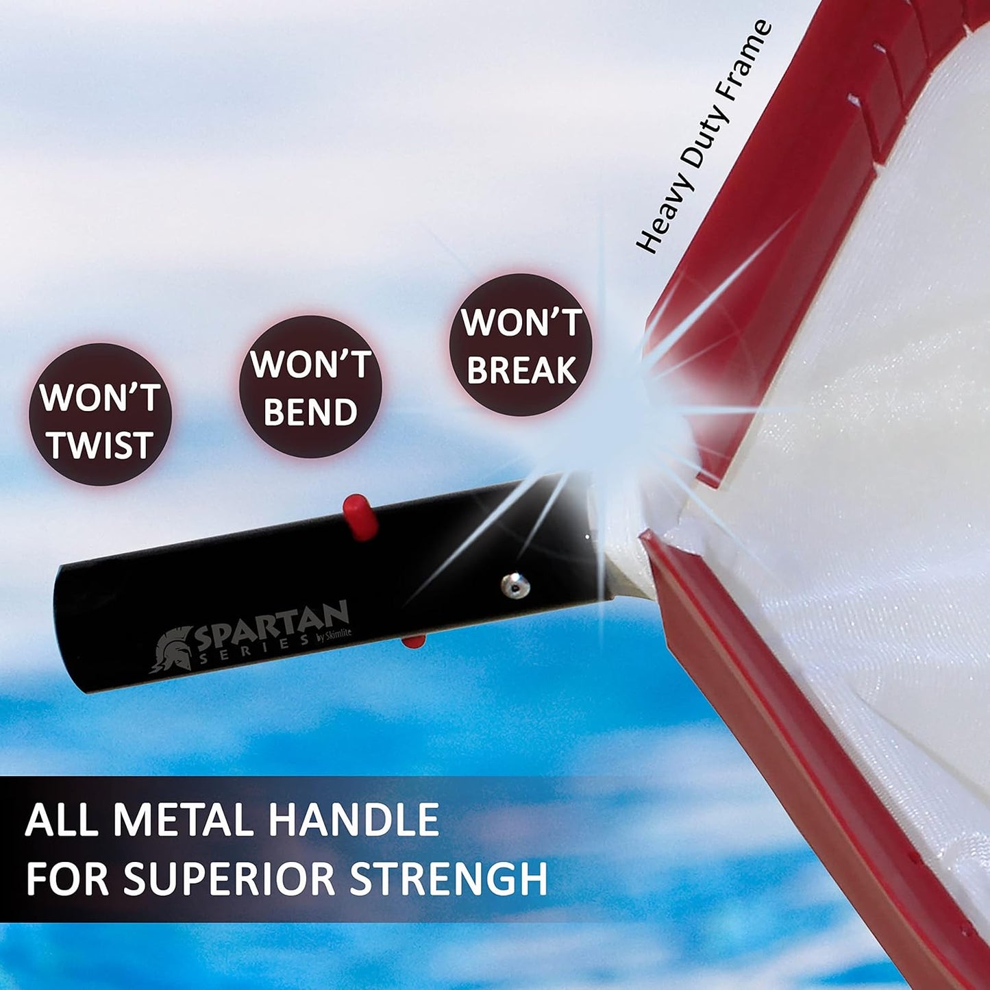 Skimlite SP300 Leaf Skimmer Net for Pool Cleaning, 18 Inch Heavy Duty Fine Mesh Net, Reinforced Frame, Pool Maintenance Rake Cleaner Equipment Debris Collector for Inground Pool Pond Hot Tub Spa