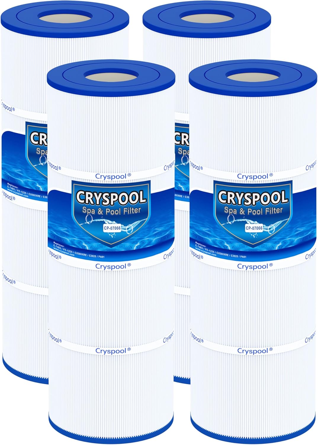 Cryspool® 07066 Filter Compatible with CX580XRE, SwimClear C3025, C3030, PA81, C-7483, FC-1225, 4×81 Sq. Ft Pool Filter Cartridge, 4 Pack