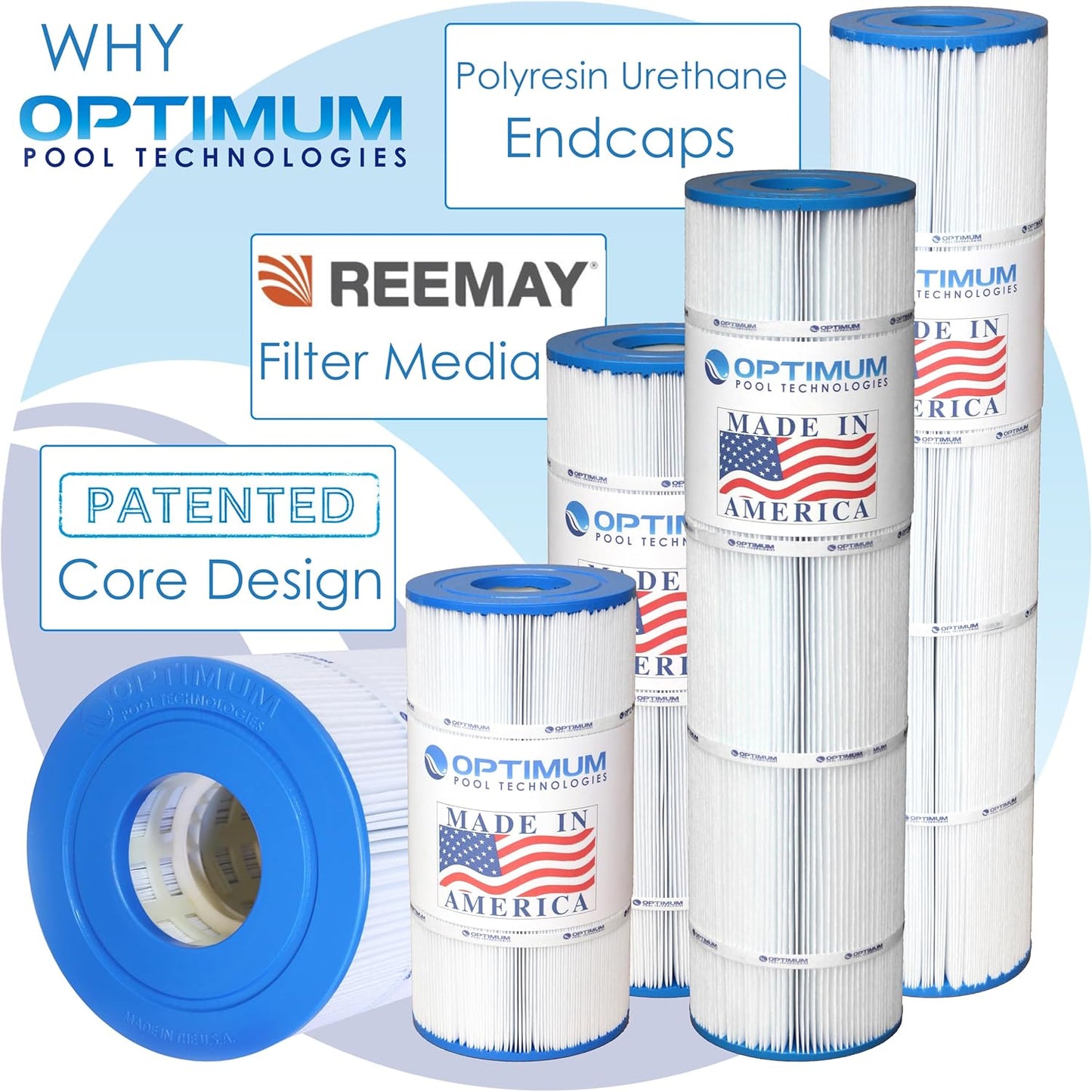 Optimum Pool Technologies® Pool Filter 4-Pack, Compatible Replacement for Pentair® Clean & Clear Plus 420 178584, R173576, Unicel C-7471, Pleatco PCC105, & Filbur FC-FC-6470, FC-1977 Filter Cartridges