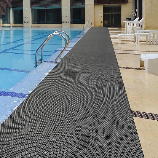 WLWLEO Drainage Non Slip Flooring Mats Swimming Pool Bathroom Anti-Fatigue Rubber Matting 3x10 Ft Heavy Duty Commercial Anti Slip Floor Mats for Garage Restaurant Sauna SPA,Gray/Grey,0.9×3M