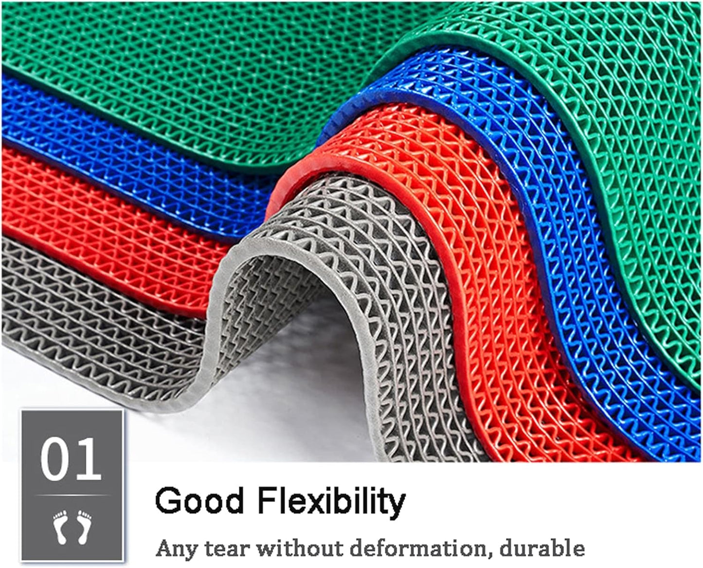 Drainage Non Slip Mats 3'x10' Heavy Duty Commercial Floor Mat Mesh Hollow Door Mat Roll for Swimming Pool Bathroom Kitchen Garage Indoor Outdoor Wet Area,Blue,0.9×3M/3×10FT