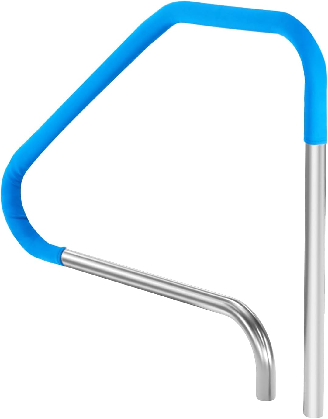 VEVOR Pool Rail 54x36 Pool Railing 304 Stainless Steel 250LBS Load Capacity Silver Rustproof Pool Handrail Humanized Swimming Pool Handrail with Blue Grip Cover & M8 Drill Bit & Self-Taping Screws