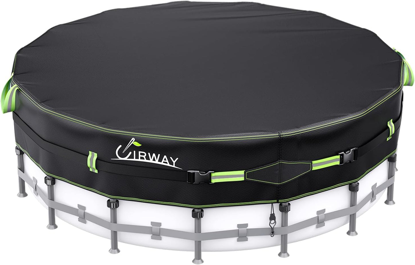 UIRWAY [200GSM Heavy Duty] 15FT Winter Pool Cover 2025 Upgrade Pool Cover for Above Ground Round Pools, UV & Cold Resistant Swimming Pool Cover, Tearproof Tarp with Cable System