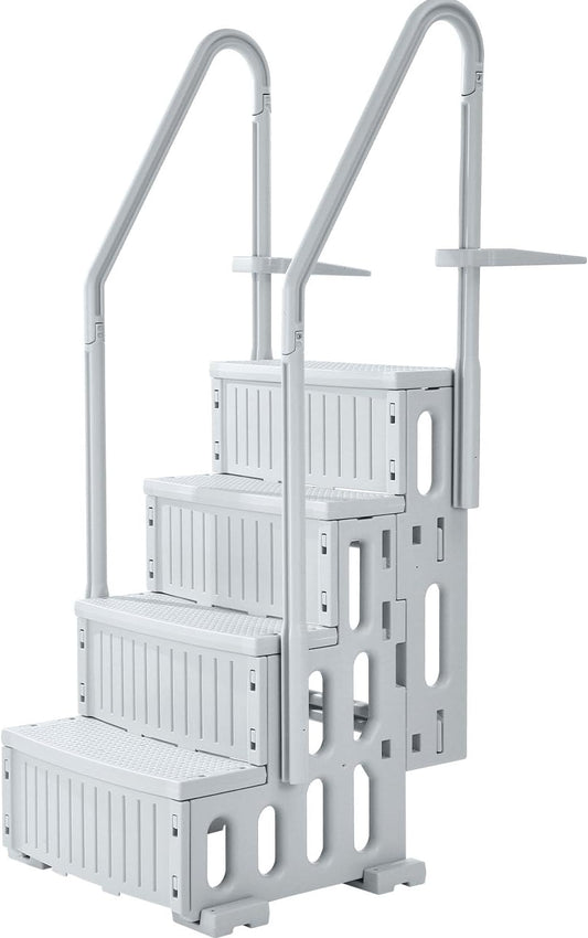 VEVOR Swimming Pool Ladder, 4-Step Double Handrails Stairs with Non-Slip Heavy Duty Steps, Reliable 400 lbs Max Load Capacity, for 48-54 in Inground & Above-Ground Pools of Any Decking Surface, Grey