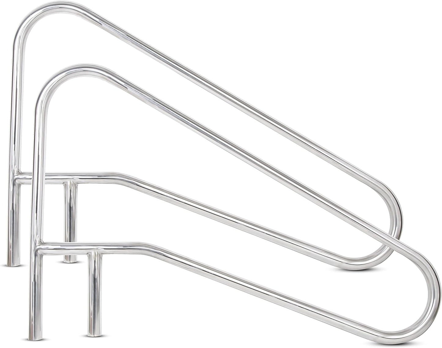 KUAFU Pool Handrail Grab Rail, Swimming Pool Bend Handle Stair Rail for Inground Pool 49.5"X35.5" Stainless Steel 300lbs Load Capacity