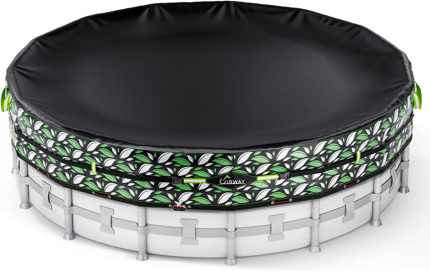 UIRWAY [200GSM Heavy Duty] 15FT Winter Pool Cover 2025 Upgrade Pool Cover for Above Ground Round Pools, UV & Cold Resistant Swimming Pool Cover, Tearproof Tarp with Cable System