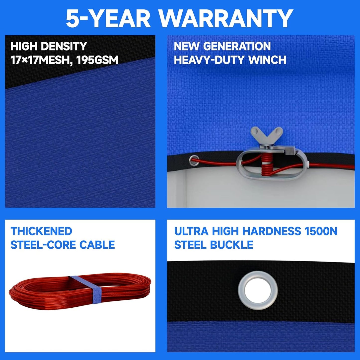 Upgrade 21ft Pool Cover for Above Ground Pools, Winter Round Swimming Pool Cover with 4 Foot Overlap Extra Thick 500D Cable & Heavy-Duty Winch 21 Foot Round Pool Covers