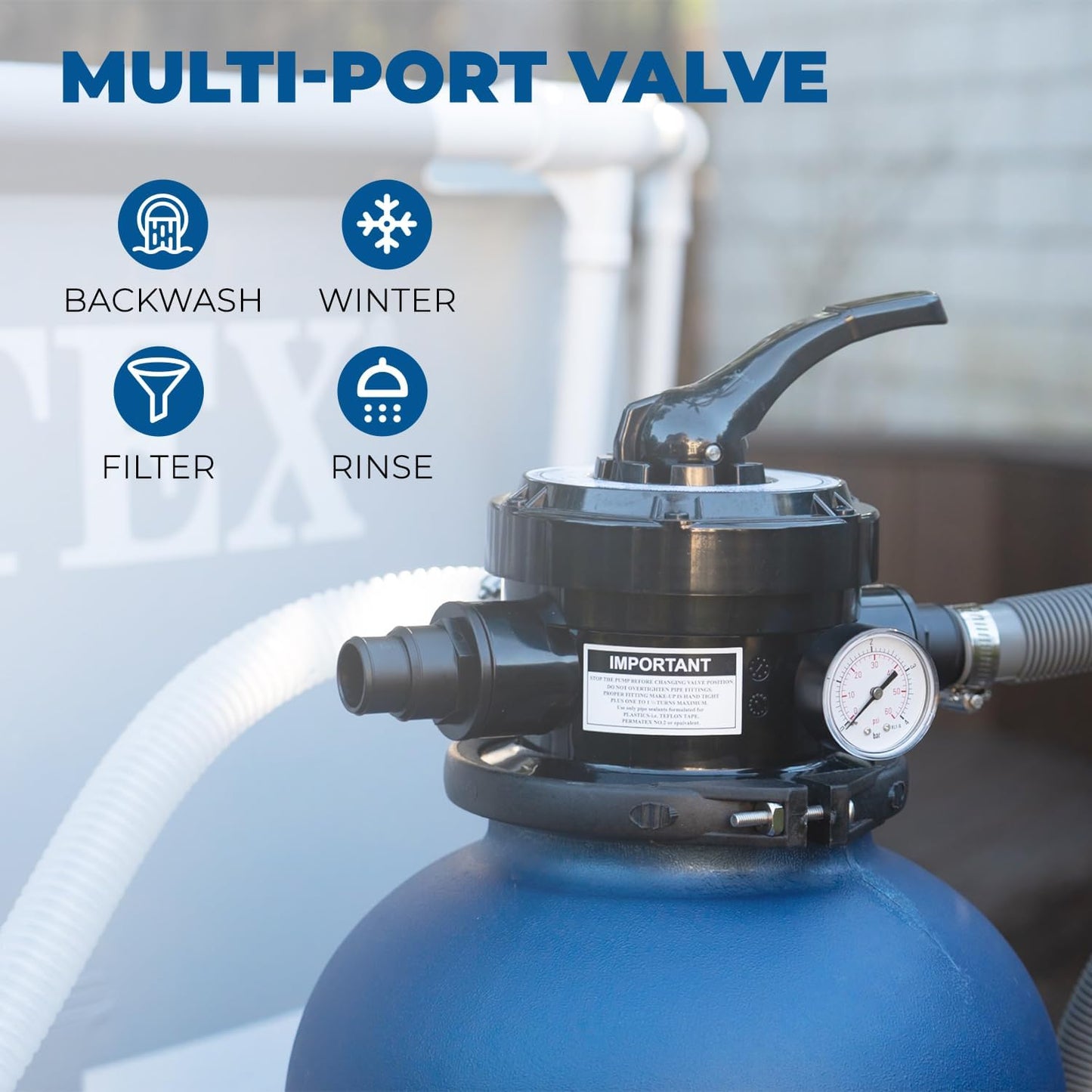 XtremepowerUS 13" Sand Filter 3/4HP Pool Pump 2,400 GPH for Above Ground Swimming Pool Set Multi-Port Valve Up To 10,000 Gallons, 1-1/4"NPT