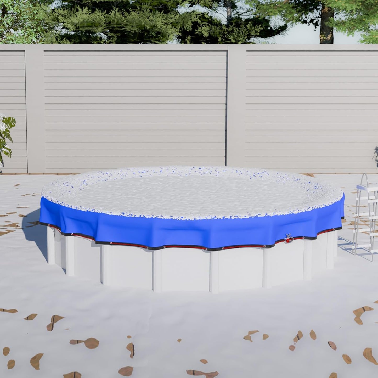 Upgrade 21ft Pool Cover for Above Ground Pools, Winter Round Swimming Pool Cover with 4 Foot Overlap Extra Thick 500D Cable & Heavy-Duty Winch 21 Foot Round Pool Covers