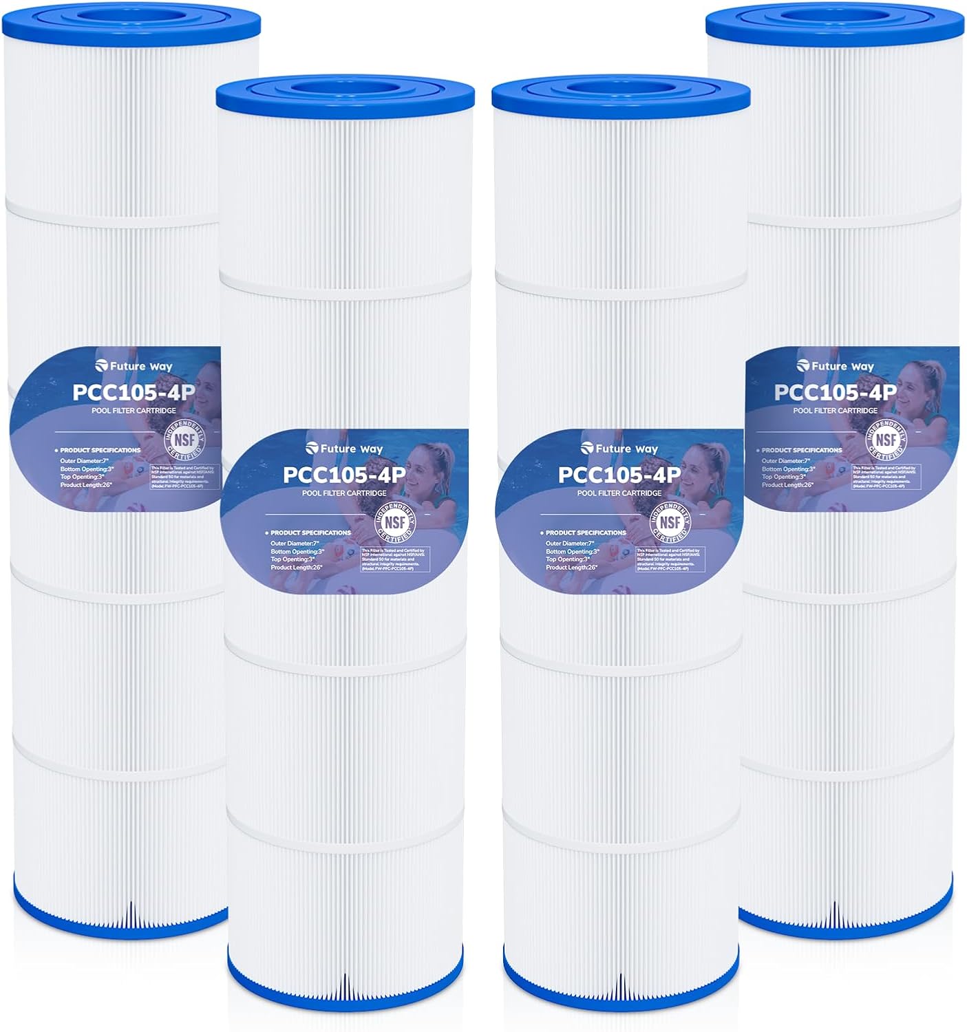 Future Way CCP420 Pool Filter Cartridges Replacement for Pentair Clean & Clear Plus 420, Replace Pentair R173576, Pleatco PCC105-PAK4, 420 sq.ft, 4-Pack