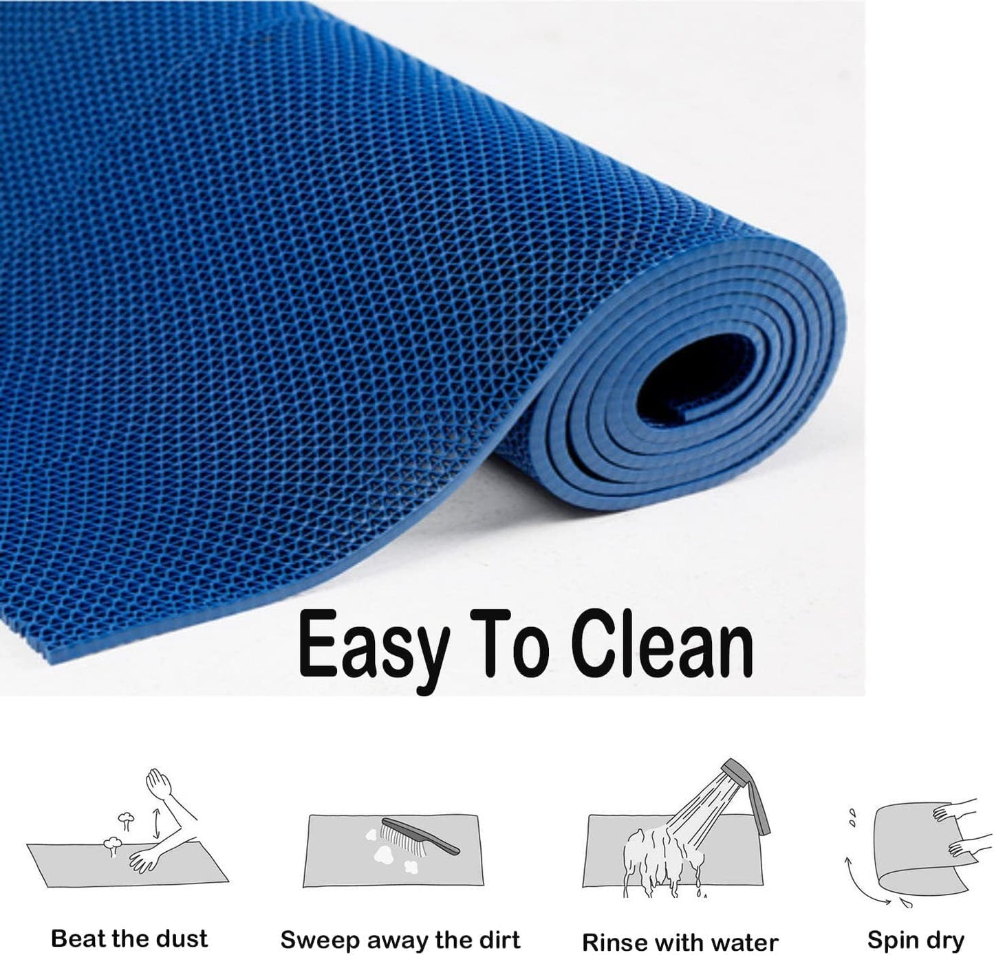 MYOYAY Non Slip Drainage Floor Mats 4x10 Ft, Commercial PVC Mesh Hollow Drainage Mat, Bathroom Flooring Mats, for Garage Restaurant Swimming Pool Bath Shower Wet Area (Blue)