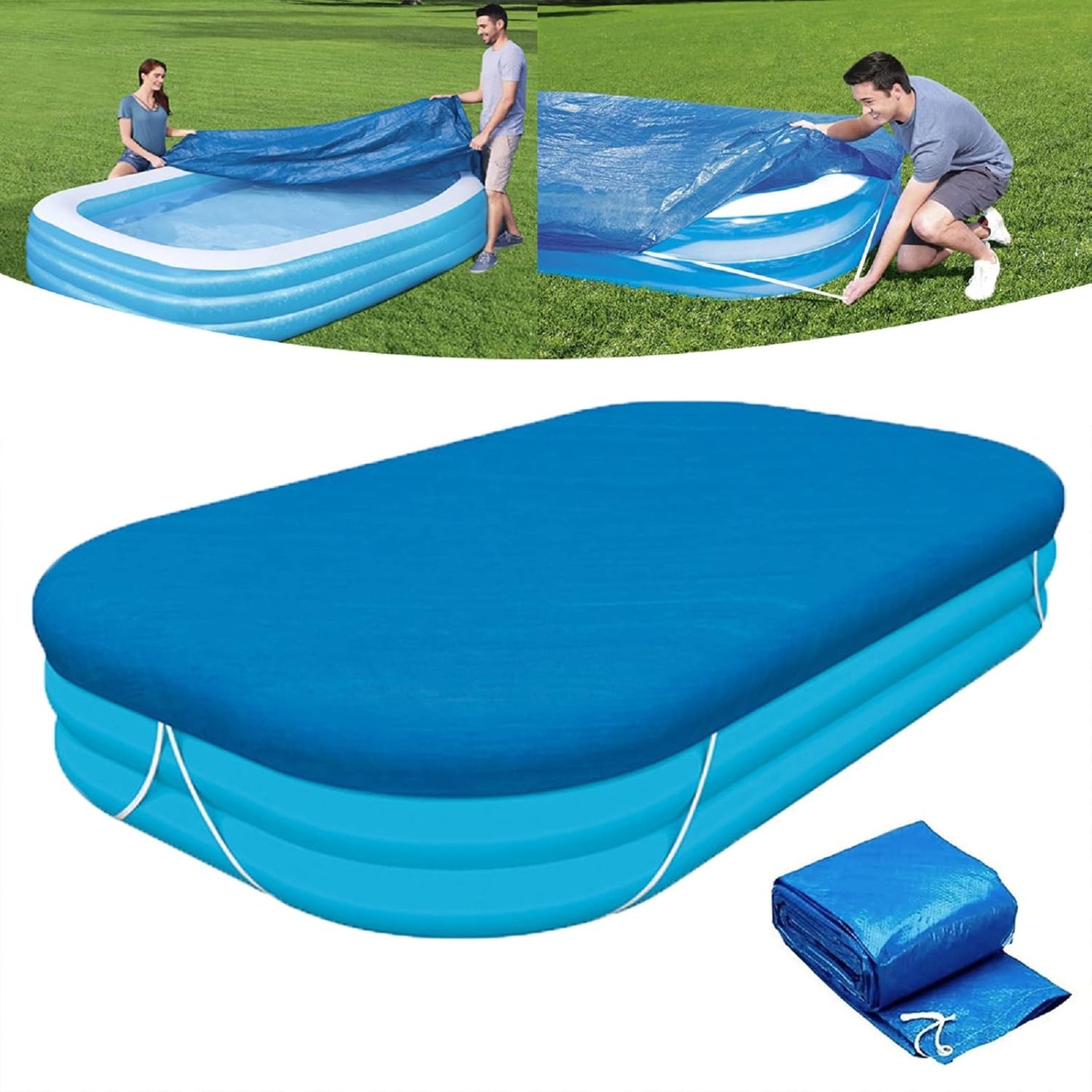 Rectangle Pool Cover, Fits 120 in x 72 in Inflatable Rectangle Swimming Pool Cover, Inflatable Pool Cover, Keep Warm dust-Proof Frame Pool Cover for Outdoor Paddling Family Pools