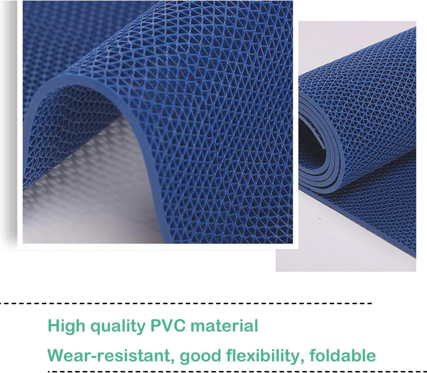 MYOYAY Non Slip Drainage Floor Mats 4x10 Ft, Commercial PVC Mesh Hollow Drainage Mat, Bathroom Flooring Mats, for Garage Restaurant Swimming Pool Bath Shower Wet Area (Blue)