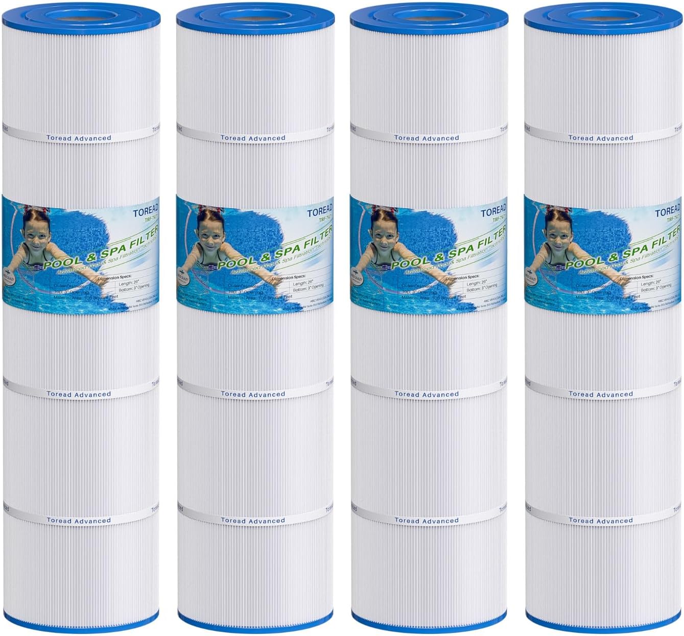 CCP420 Pool Filter Replaces Pentair Clean and Clear Plus 420, PCC105-PAK4, Ultral-A6, Unicel C-7471, R173576, Filbur FC-1977, 817-0106, 178584, 570-0425, 4X105 sq. ft. Cartridge, L x OD: 26"x7"