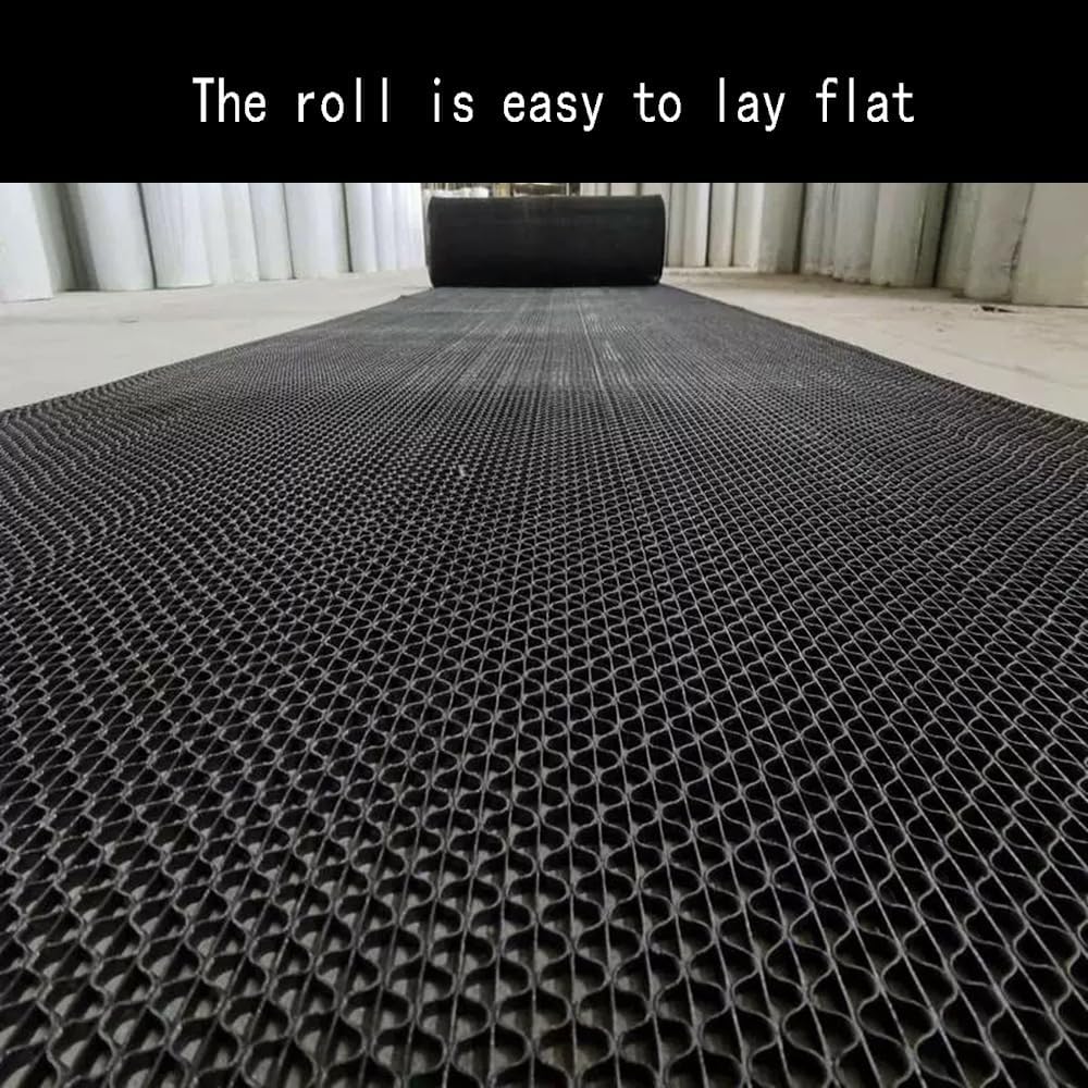 PVC Drainage Floor Mat Non-Slip Commercial Wet Area Mat for Outdoor and Indoor Restaurant Kitchen Bar Swimming Pool Splash Matting Water Drain Flooring Mat (Black, 3FTX10FT)