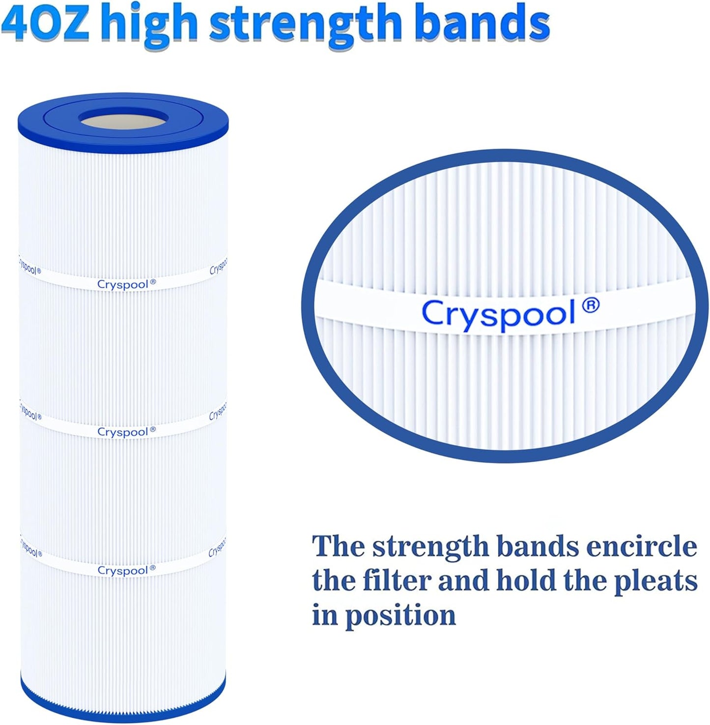 Cryspool® 07066 Filter Compatible with CX580XRE, SwimClear C3025, C3030, PA81, C-7483, FC-1225, 4×81 Sq. Ft Pool Filter Cartridge, 4 Pack