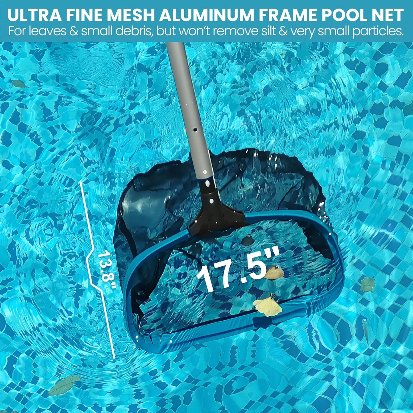 Deluxe Swimming Pool Cleaning Kit Including Pool Net and Vacuum Head, Pool Brush with 13Ft Pole for Above Ground & Inground Swimming Pools