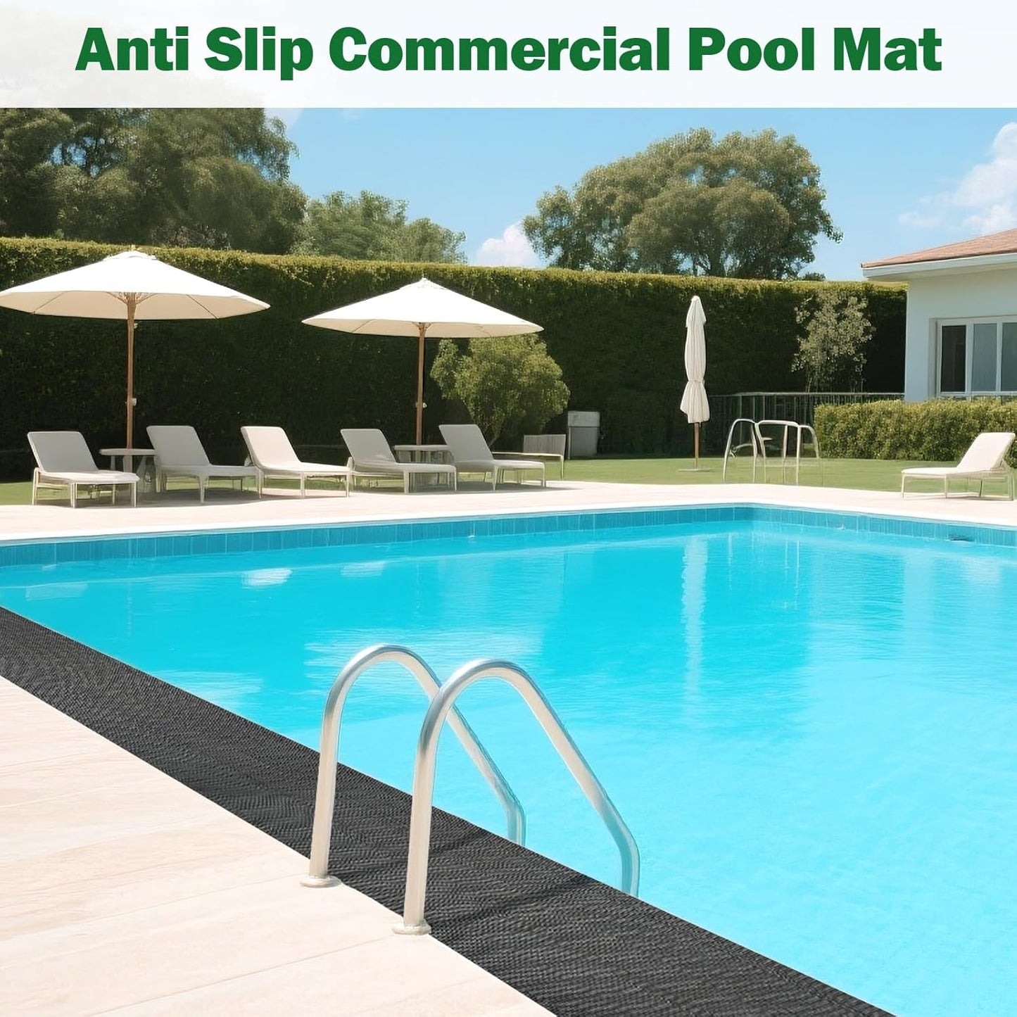 jxgzyy Commercial Drainage Mat Non Slip Drainage Floor Matting 3'x10' Heavy Duty Swimming Pool Mat for Restaurant Kitchen Bathroom Bar Garden Outdoor Wet Area, Black