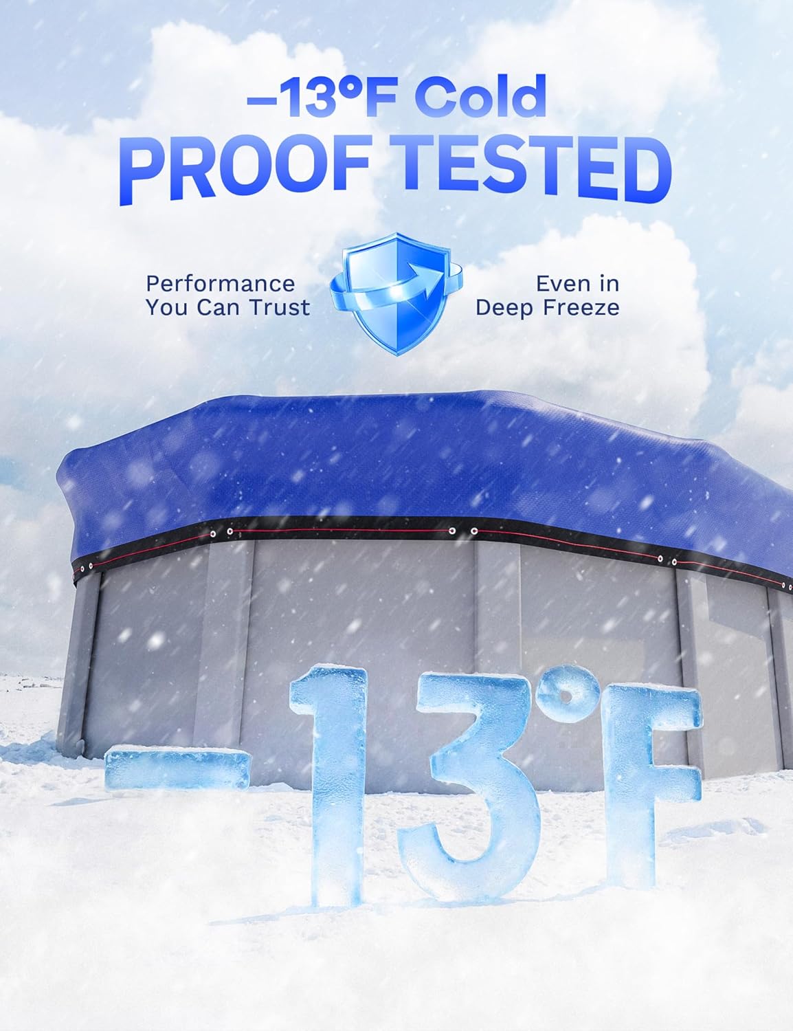 POOLHACKER 12x24 FT Oval Pool Cover – 420D Extra Thick Winter Pool Cover for Above Ground Pools, 4 Ft Overlap with Pulley & Cable, Cold-Resistant, Tear-Resistant & Dustproof