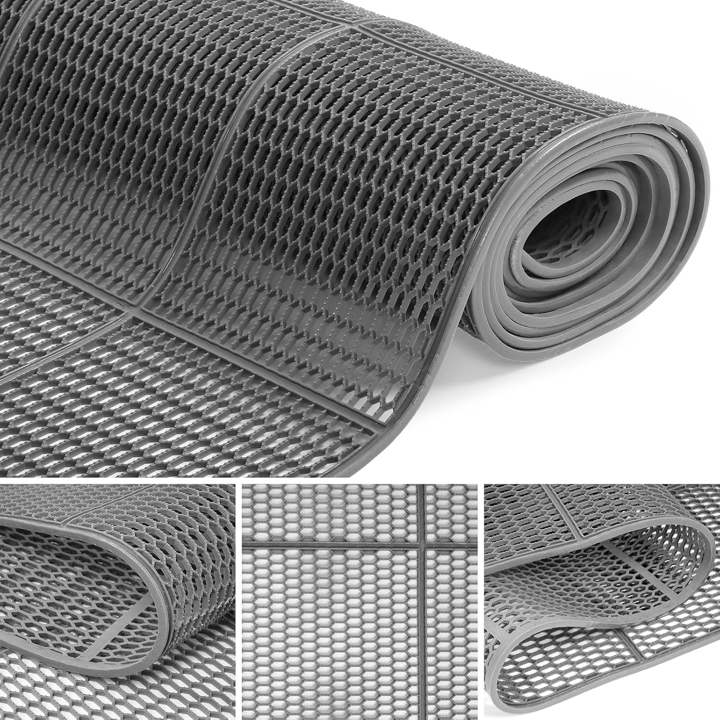 3X10 Ft Non-Slip Shower Mats for Floor, 0.22'' Thick Drainage Pool Mats Commercial PVC Mesh Hollow Wet Area Outdoor Mats for Bathroom Swimming Pool Restaurant Kitchen Garage Patio