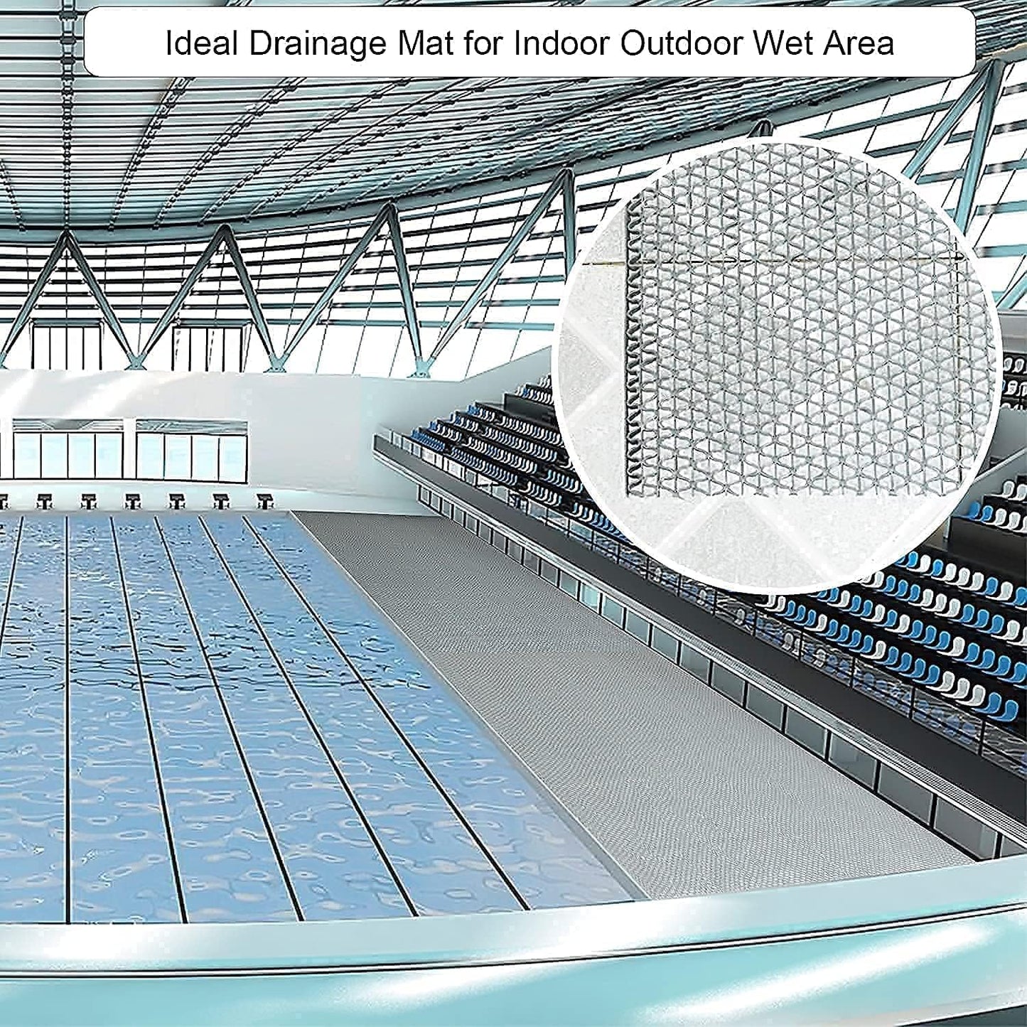 jxgzyy 3ft x16.4ft Drainage Non Slip Mat Commercial Floor Mat PVC Drainage Bathroom Pool Floor Mat Mesh Big Hollow Door Mat Roll for Swimming Pool Shower Room Bathroom Indoor Outdoor Wet Area