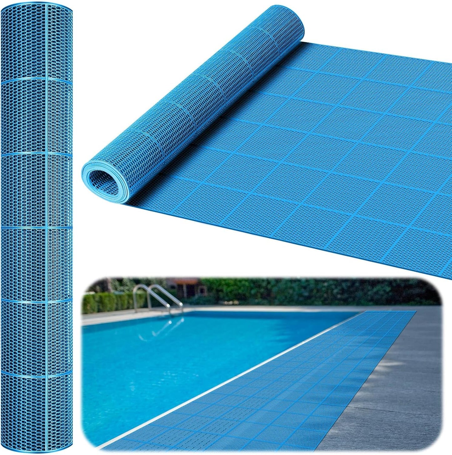 Tondiamo Drainage Pool Flooring Mats Swimming Pool Non Slip Mat PVC Splash Matting Mesh Hollow Doormat Roll for Outdoor Indoor Patio Restaurant Garage Kitchen Bathroom Bars(3 x 10 ft,Red)