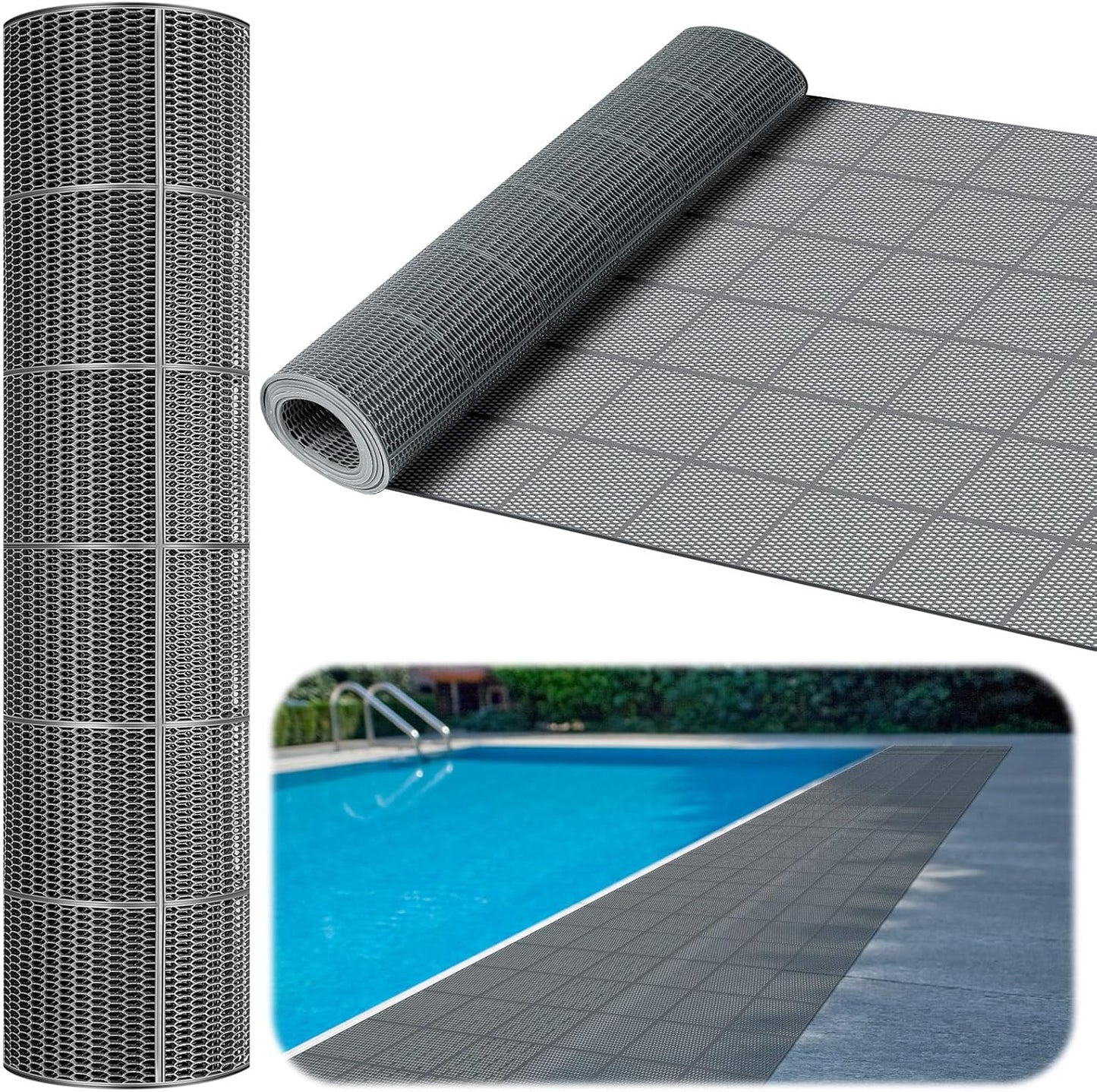 Tondiamo Drainage Pool Flooring Mats Swimming Pool Non Slip Mat PVC Splash Matting Mesh Hollow Doormat Roll for Outdoor Indoor Patio Restaurant Garage Kitchen Bathroom Bars(3 x 10 ft,Red)